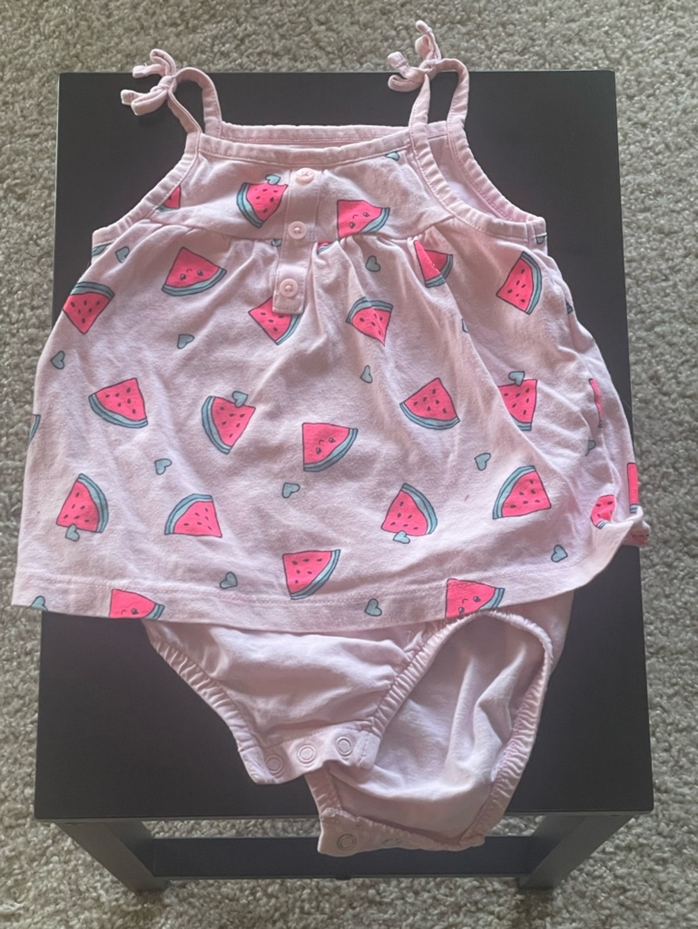 Girls’ Pink Summer Cotton Watermelon Onesie